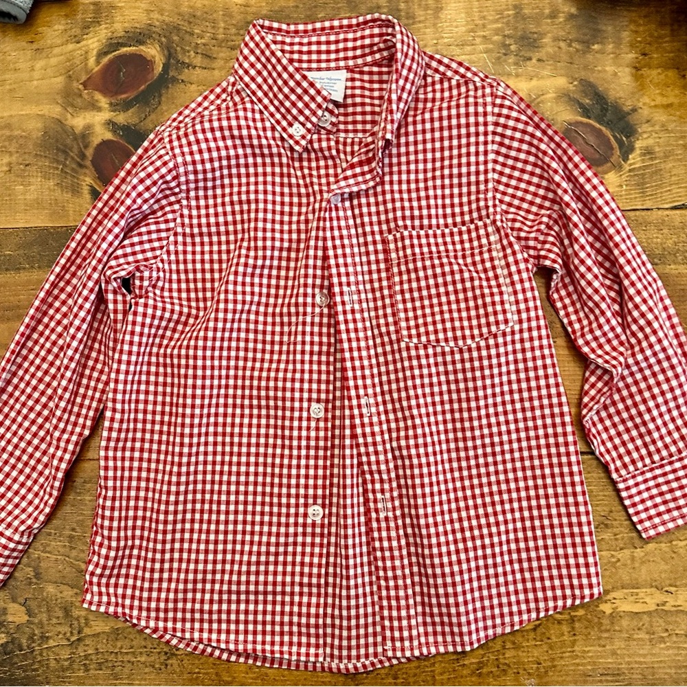 Remember Nguyen Red Checkered - Boys Button Down - Size 4T